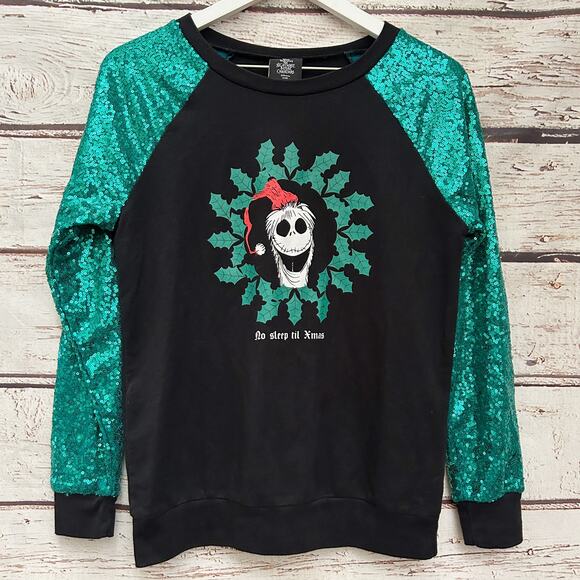 DISNEY The Nightmare Before Christmas Jack Skellington Sequin Sweater Sz M - Picture 1 of 4